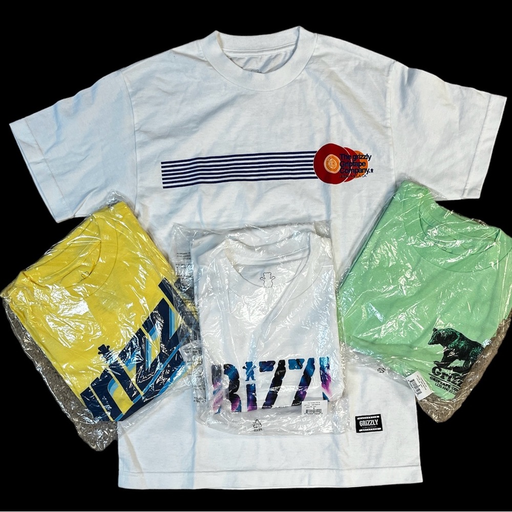 Lot Of 4, Mens Small Grizzly Griptape T-shirt Graphic Art Skateboarding Tee
